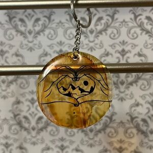 Homemade Wood Grain mountain love key chain.